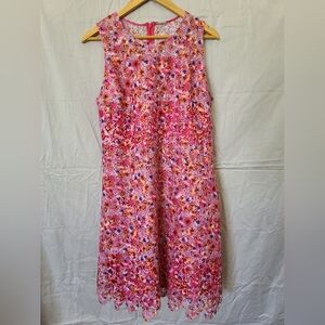 Tahari A-Line Dress Talika lace pink